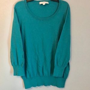Ann Taylor Loft Turquoise ScoopNeck Cotton Sweater